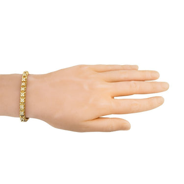 Five Diamond Each Link Tennis Bracelet in 14k Yellow Gold 7 mm 3.50 Ctw